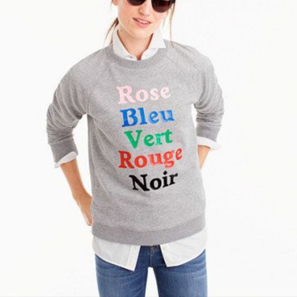 J Crew French Colors Sweatshirt Top S EUC